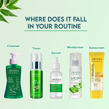 Jovees Herbal Neem Face Wash For Clear Skin with Neem & Tea Tree Ext | Gentle For Oily & Acne-Prone Skin | Controls Oil, Pimples and Dark Spots | Acne Control Cleanser For All Skin Type - 300ml